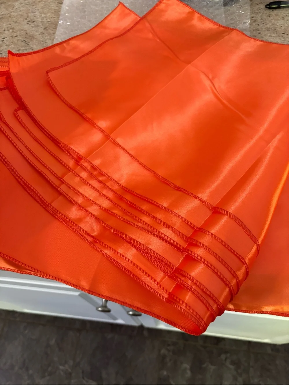 Satin Party Runners in Bright Orange - Elegant Event Linens